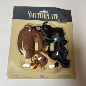 Scottish Terrier and Hound dog double switch plate